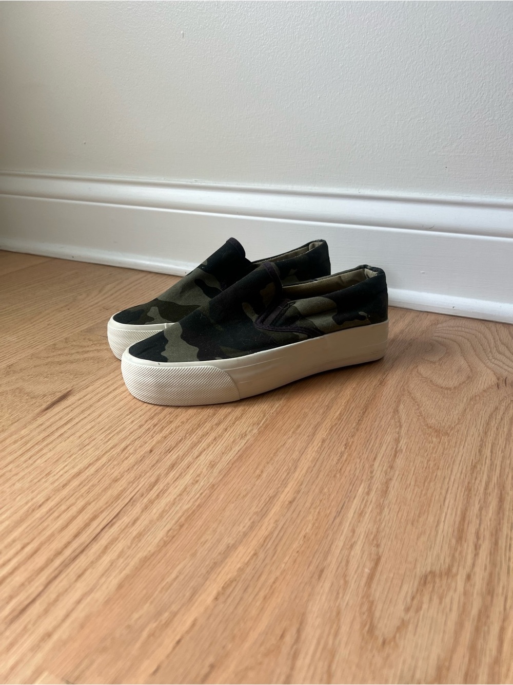 Restricted Women’s Slip-On Platform Sneakers - Camouflage Green